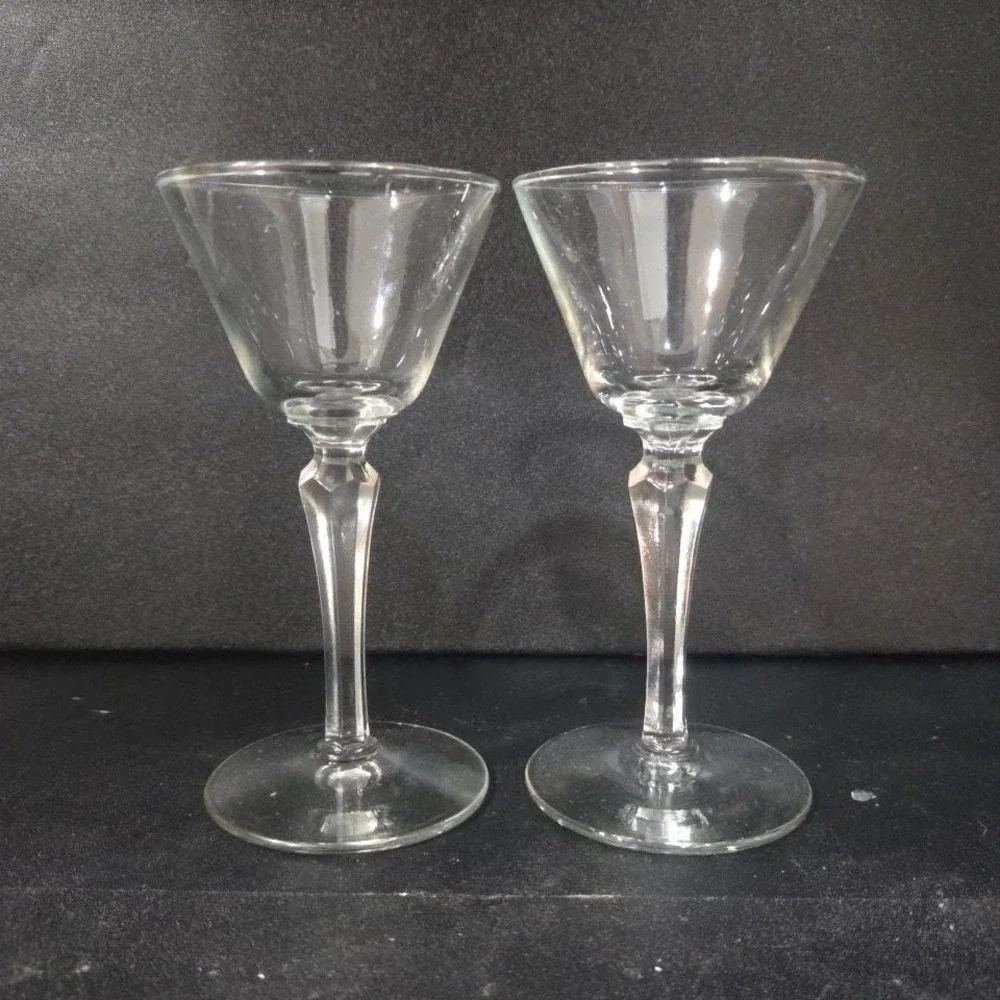Libbey Faceted Stem Cocktail Glasses,‎ Set of 2, Vintage Replacement Stemware